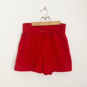 Zara Mexico high waisted red shorts (wool & nylon)